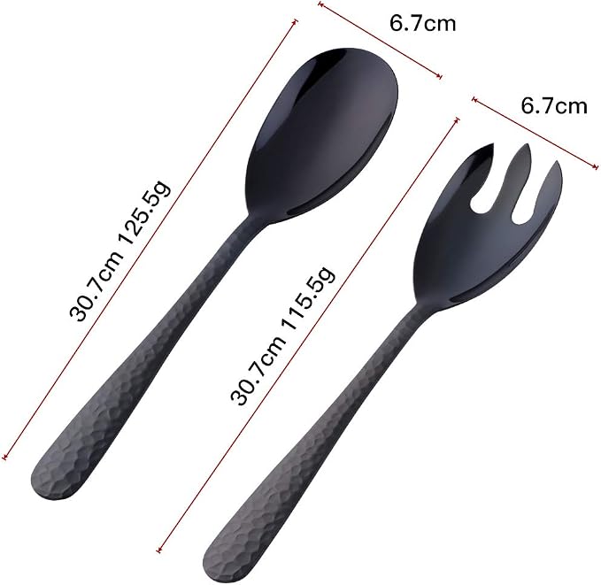 Salad Spoon and Fork Set, 12 Inch Stainless Steel Salad Server, Dishwasher Safe - Image 6