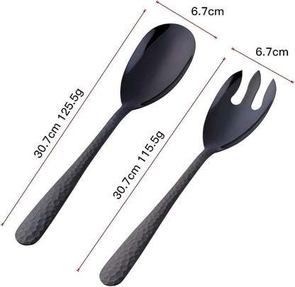 Salad Spoon and Fork Set, 12 Inch Stainless Steel Salad Server, Dishwasher Safe - Image 6