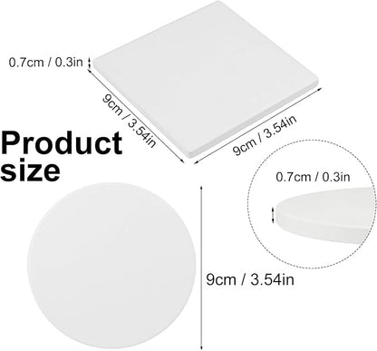 GNIEMCKIN 50 Pieces 4 Inch Round and Square Blank Ceramic Coasters, Unglazed - Image 2