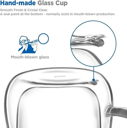 ecooe 12 oz Double Walled Glass Coffee Mug Latte Cappuccino Cups Set of 2 - Image 2
