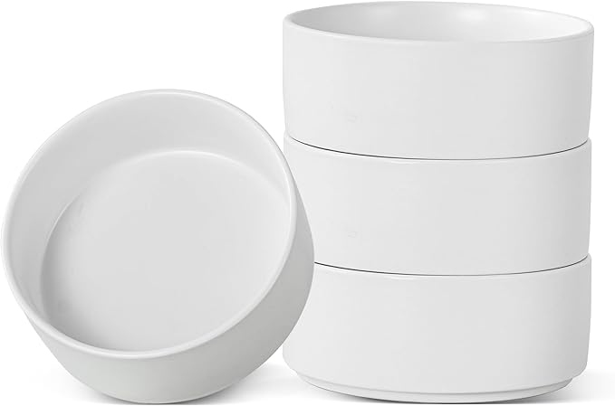 26 OZ Ceramic Cereal Bowls Set, 6 Inch, Modern White | Handcrafted, Dishwasher by Shrynxal