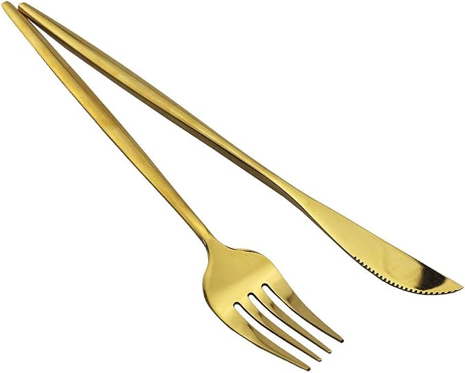 JASHII Stainless Steel Titanium Plated Golden Flatware Set 24 Piece, Flatware - Image 3