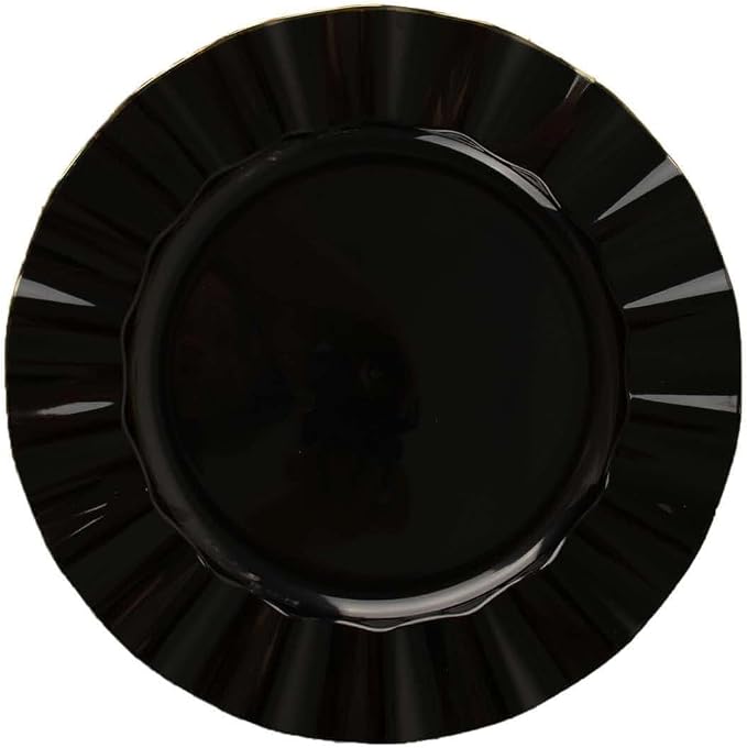 Efavormart 9" Salad Plates – Set of 10 Plastic Black Round Disposable Plates - Image 7
