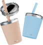 CUPKIN Toddler Straw Cups, The Original 8 oz Stackable Stainless Steel Cups by CUPKIN