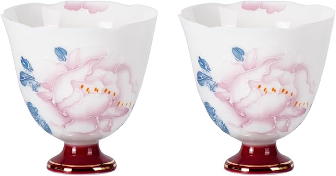 KAMMAK Tea Cup Set of 2 Small Tea Cups 2.8oz Floral Porcelain Tea Cup Set by KAMMAK