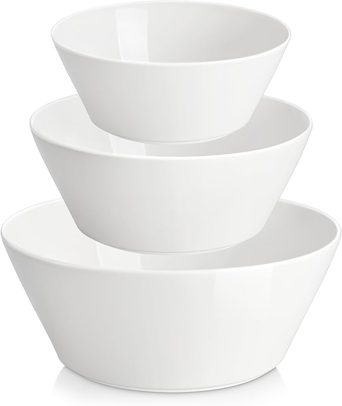 MALACASA White Serving Bowls Set of 3, Ceramic Mixing Bowl by MALACASA