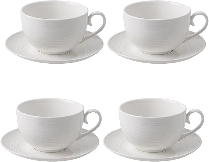 12 oz Cappuccino Cups with Saucers, Ceramic Espresso Coffee Cups Set of 4 by FEENMAICeramicHome