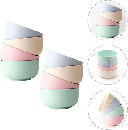 8pcs Fiber Rice Bowls Eco-friendly Salad Serving and Noodle Bowls Fall-resistant Smooth Finish for Home Dining and Food Storage
