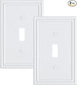 2-Pack Single Toggle Light Switch Cover Plate, Durable Solid Zinc Alloy Decorative Switch Plate Covers, White 1 Gang Wall Plate, Corrosion Resistant