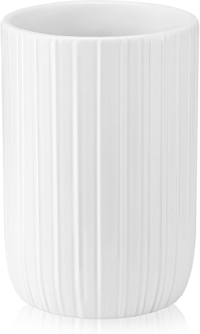 Bathroom Tumbler Cup Ceramic 12.6oz Reusable Toothbrush Cup 375ml, Toothbrush by UHEYHOME