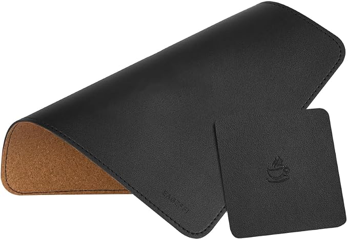 Double-Sided PU Leather & Cork Mouse Pad by EAGZFFI