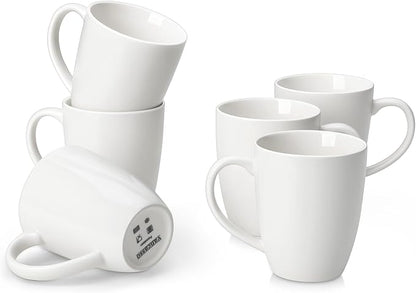 vancasso White Ceramic Coffee Mug Set of 6, 12 Oz Tea Cups by vancasso
