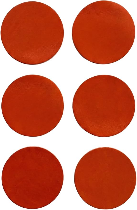 Real Natural Grain Leather Coasters – Durable Non-Slip Distressed Design by TheTanneryNYC