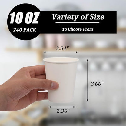 Lamosi 240 Pack Paper Cups 10 oz, 10 oz Disposable Coffee Cups, Hot/Cold Beverage Drinking Cups for Water Juice or Tea, Perfect for Office Party Home Travel