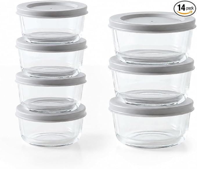 14-Piece Glass Food Storage Containers Set | 1-Cup & 2-Cup, Leakproof | by DuraLiving