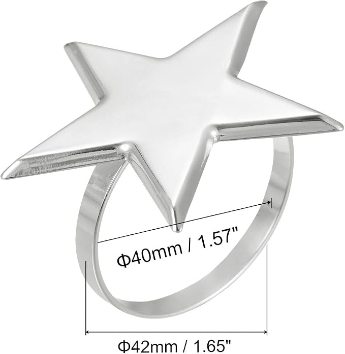uxcell Metal Napkin Rings Set of 4, Star Napkin Ring Holder Buckle - Image 2