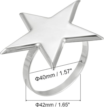 uxcell Metal Napkin Rings Set of 4, Star Napkin Ring Holder Buckle - Image 2
