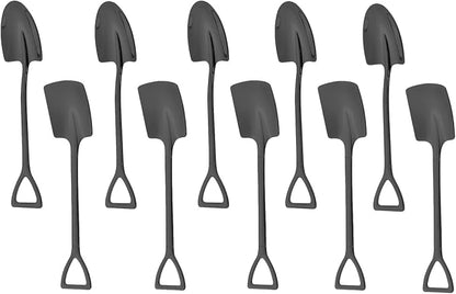 10Pcs Shovel Spoons Stainless Steel Dessert Spoon-Black | Reusable Spoons by Ruksifg