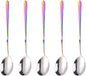 5-pieces Soup Dinner Spoon 8-Inch Rainbow Metal Korean Spoon Stainless Steel Table Spoons by Buyer Star