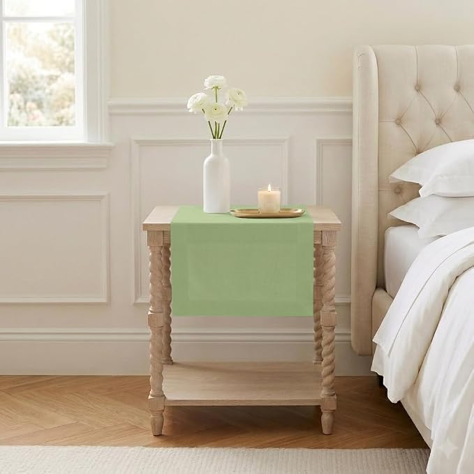 Classic Linen™ by D'Moksha Sage Green Table Runner 36 Inches, 100% Pure Linen by DMokshaHomes