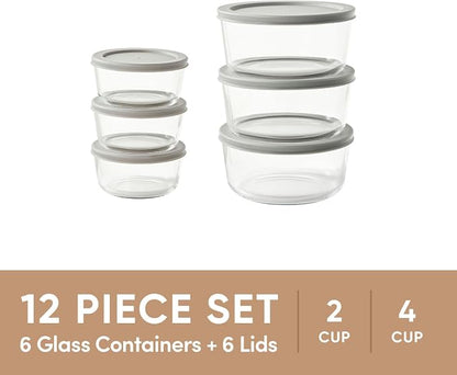 12-Piece Glass Food Storage Containers Set | 2-Cup & 4-Cup, Leakproof | - Image 3