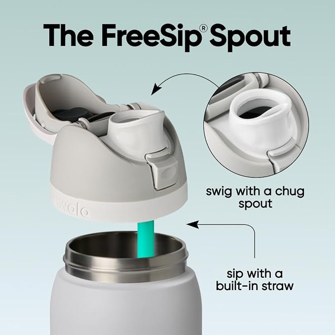 Owala FreeSip Stainless Steel Water Bottle 32 oz Foggy Tide - Image 2