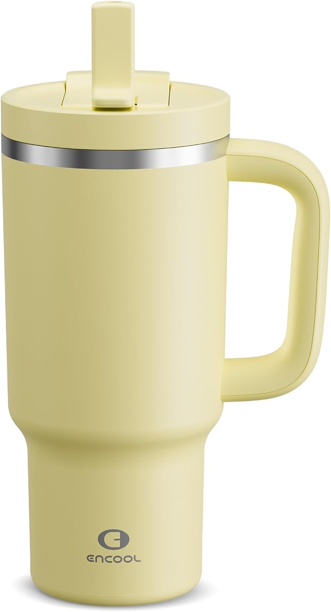 ENCOOL 32 oz Tumbler with Handle and Straw: Stainless Steel Insulated Tumbler by ENCOOL