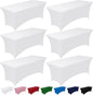 Pureegg Spandex Tablecloth 6ft - 6 Pack, Fitted and Tight Cloth for Rectangle Table, Wrinkle-Free and Stretch Table Cover for Party, Wedding, Banquet and Birthday, White