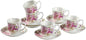 GuangYang 7 oz Porcelain Tea Cups and Saucers Set of 6, Cappuccino, by HOME