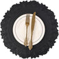Noctiflorous Round Faux Leather 15 Inch Placemats Set of 4 Waterproof Wipeable Heat Resistant Tablemat for Dining Table Kitchen Non Slip Washable Oilproof Table Place Mat for Indoor Outdoor(Black, 4)