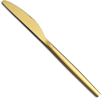 Berglander Gold Dinner Knives Set Of 12, Titanium Shiny Gold Plating Stainless by Berglander