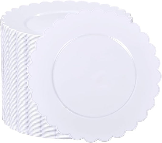 SUT 72Pcs 7.5" White Plastic Plates, Heavy Duty Disposable Plates for Weddings, Parties, Events, Fancy Dessert & Appetizer Plates | Shatterproof Bulk Party Supplies (72 Count)