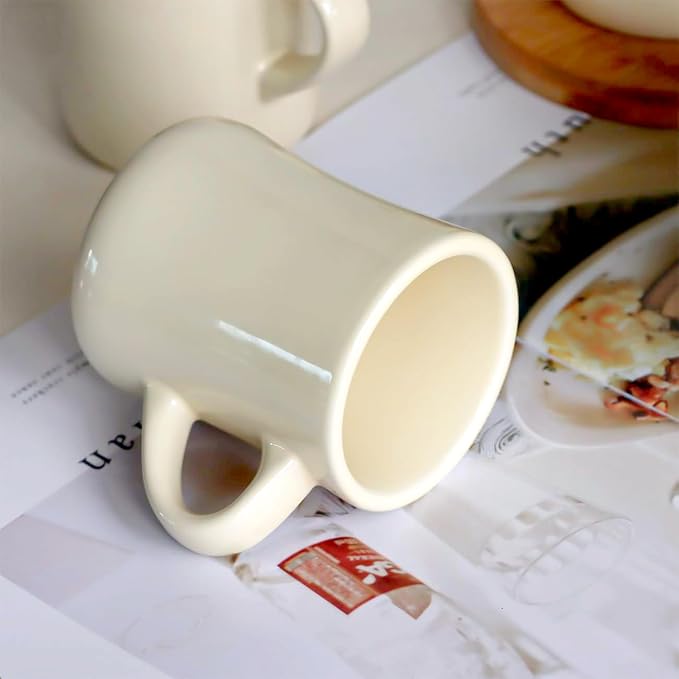 harebe Retro Coffee Cup Set of 4, 10 OZ Heavy Classic Ceramic Diner Mugs Set - Image 3