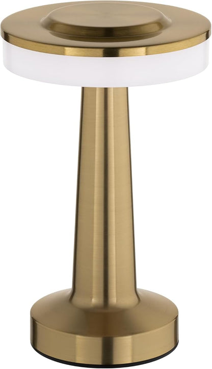 Radiance LED Cordless USB-C Re-Chargeable Desk Lamp, 5200mAh Battery Operated with 3 Color Temperature 2700K-3000K-3500K and Fingertip Touch On/Off Plus Dimming in Satin Brass