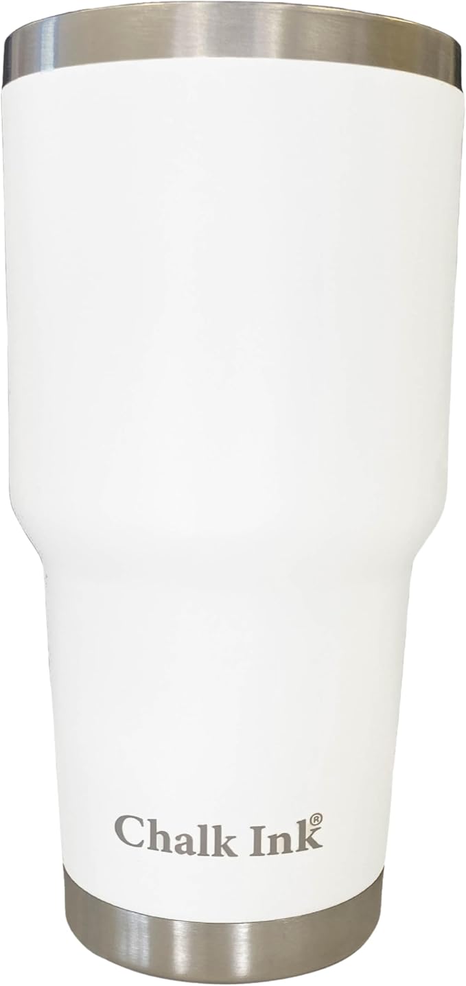 Chalk Ink 30 oz Stainless Steel Tumbler – Insulated Coffee Mug and Water Cup – by ChalkInk