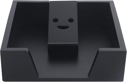 Bamboo Flat Napkin Holder with Weighted Arm Decorative Napkin Tray Dispenser for Table Kitchen Bathroom Dinning (black)