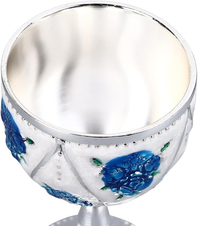 2 Pcs Vintage Metal Wine Cups, Alloy Embossed Mini Goblets, 2.76 x 1.69 in - Image 5