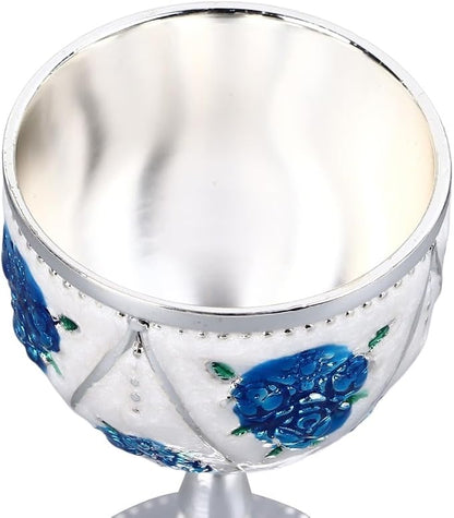 2 Pcs Vintage Metal Wine Cups, Alloy Embossed Mini Goblets, 2.76 x 1.69 in - Image 5