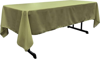 LA Linen Polyester Poplin Washable Rectangular Tablecloth, Stain and Wrinkle Resistant Table Cover 60x120, Fabric Table Cloth for Dinning, Kitchen, Party, Holiday 60 by 120-Inch, Sage Dark