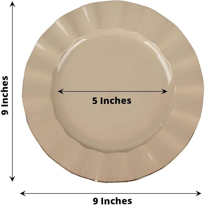 Efavormart 9" Salad Plates – Set of 10 Plastic Taupe Round Disposable Plates - Image 3