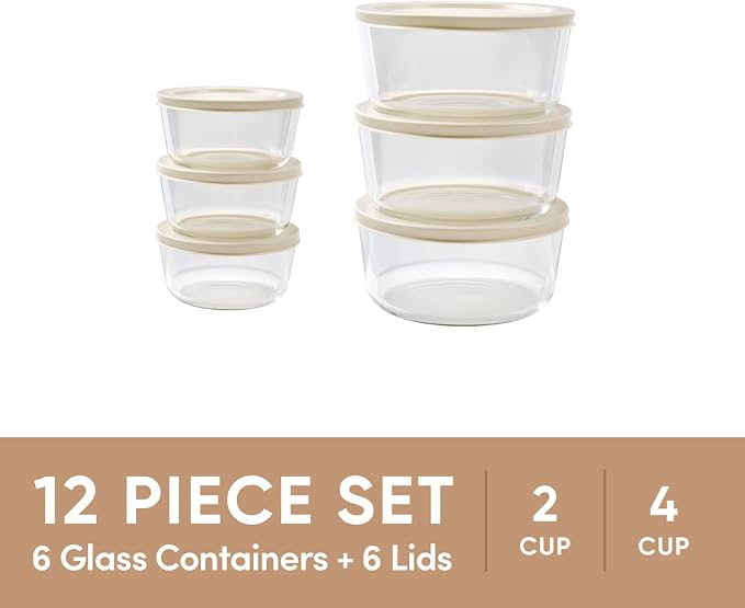12-Piece Glass Food Storage Containers Set | 2-Cup & 4-Cup, Leakproof | - Image 3