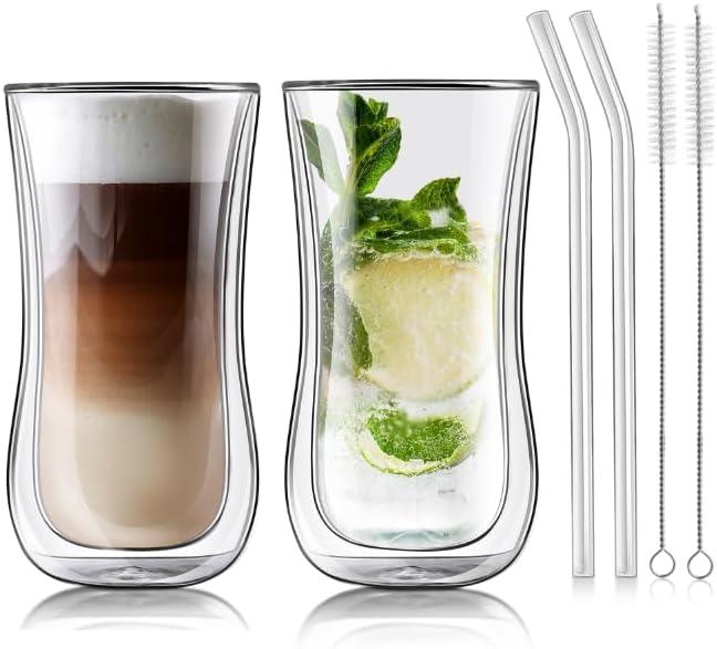 Joeyan Glass Double Walled Beer Drinking Glasses Tumbler, Double Layer Tall by JoeyanHousehold