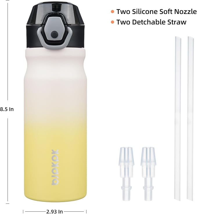 BJPKPK 18 oz Water Bottle with Straw & Handle, Insulated Stainless Flask | Leak - Image 4