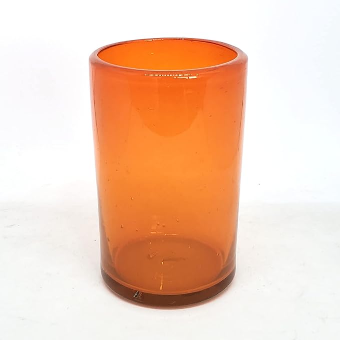 Solid Orange 14 oz Drinking Glasses, Recycled Glass, Toxin-Free - Image 2