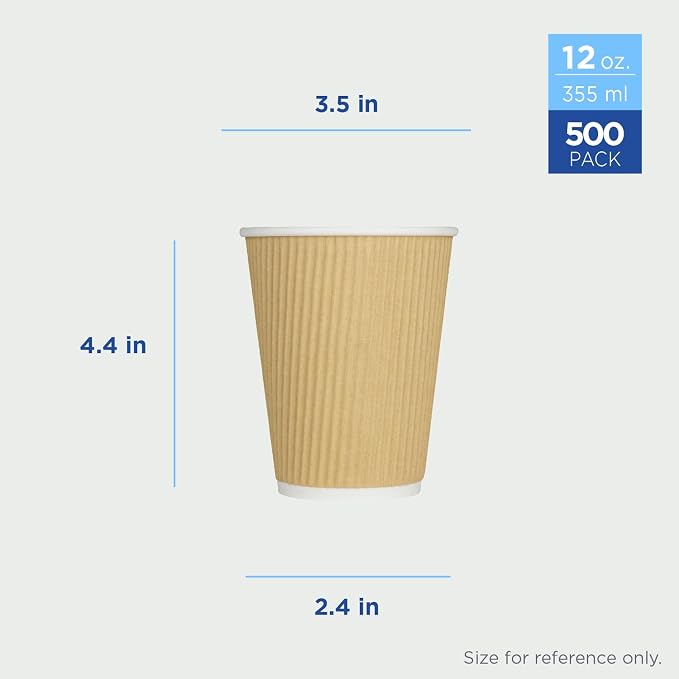 Karat 12 oz Ripple Insulated Coffee Cup Disposable Paper Hot Cup, Sturdy & Leak - Image 4