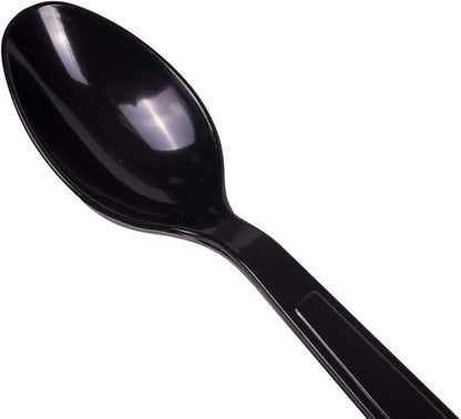 Karat [1,000 ct] Heavy Duty Plastic Spoons Individually Wrapped – Sturdy Disposable Spoons for Break Rooms & Parties – Strong, Firm for Sanitary Use | Black