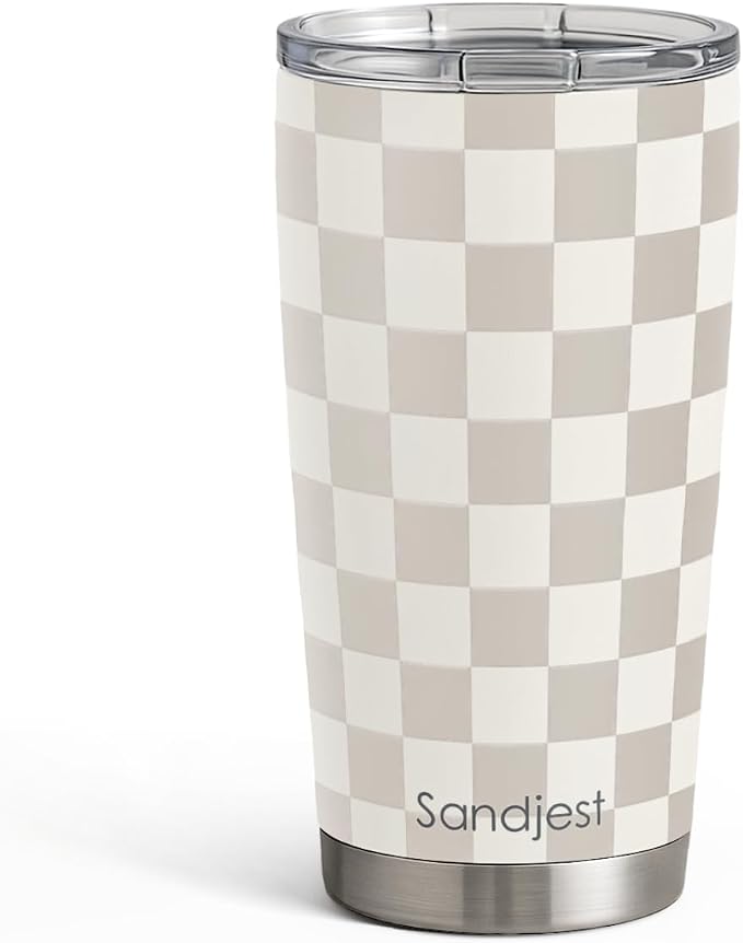 SANDJEST Checkered Tumbler 20oz Stainless Steel Insulated, Checker Travel by SANDJEST