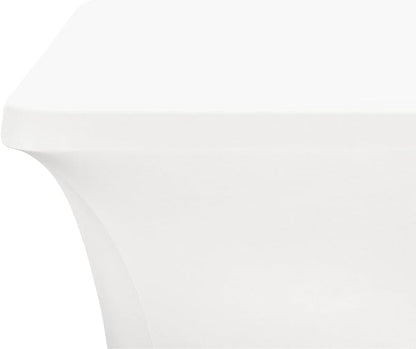 LZY Spandex Table Covers 6 Feet, Stretch/Fitted Table Covers for 6 Feet Folding Table, Rectangular Spandex Table Cloths for Wedding Party or Event (6FT-2PCS, White)