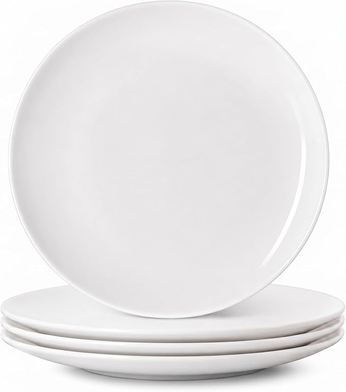 Serving Platters Set of 4, 12 Inch White Ceramic Serving Plates, Round Platters by YALONG