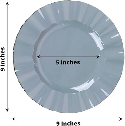 Efavormart 9" Salad Plates – Set of 10 Plastic Dusty Blue Round Disposable - Image 3
